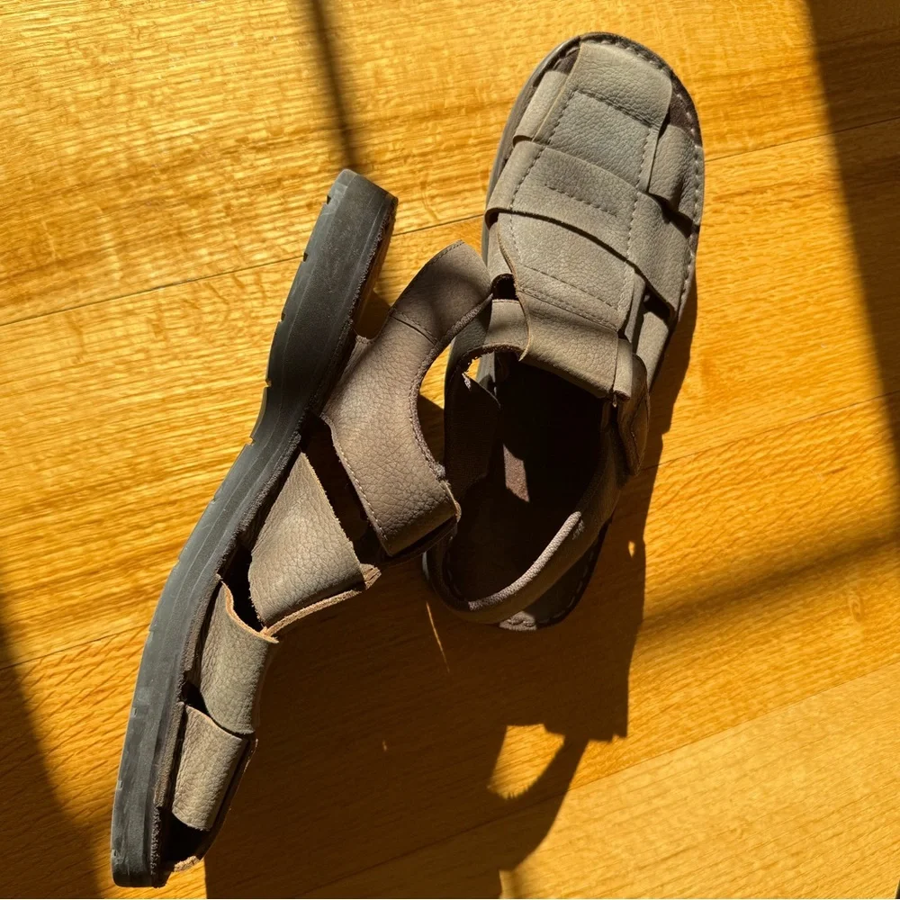 Eddie Bauer Men's Brown-Gray Leather Sandals, Size 10
